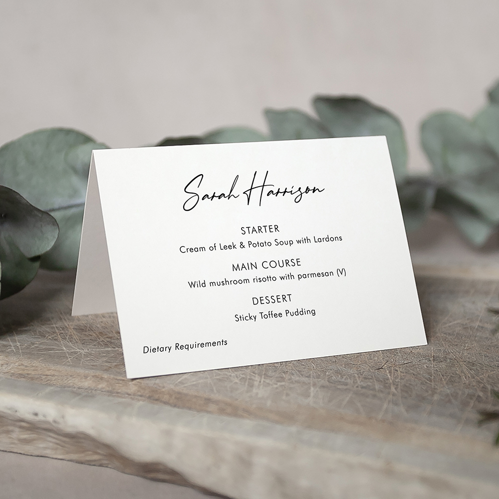 'Calligraphy 8' Menu Place Cards Bespoke Handwriting
